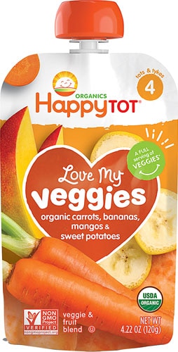 Happy Baby Happy Tot Love My Veggies Stage 4 Organic Toddler Food Carrot Banana Mango Sweet Potato 4 22 Oz Vitacost
