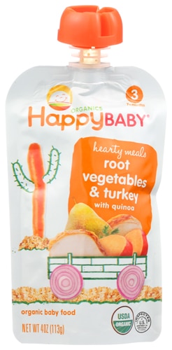Happy Baby Hearty Meals Stage 3 Organic Baby Food Root Vegetables Turkey With Quinoa 4 Oz Vitacost