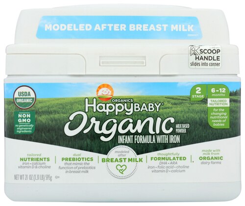 Happy Baby Organic Milk Based Powder Infant Formula with Iron - Stage 2 -- 21 oz