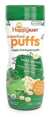 Happy Baby Organic Superfood Puffs Kale & Spinach - Baby Finger Food -- 2.1 oz