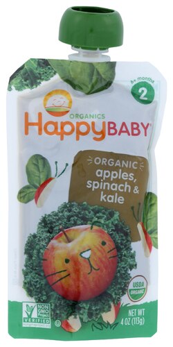 Happy Baby Simple Combos Stage 2 Organic Baby Food Spinach Apples Kale 4 Oz Vitacost