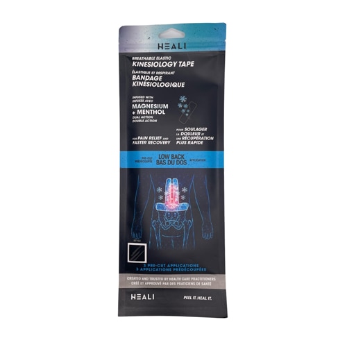 Heali Precut Shapes – Lower Back - Infused With Magnesium & Menthol - Black Stripe