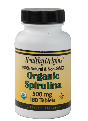 Healthy Origins Organic Spirulina -- 500 mg - 180 Tablets