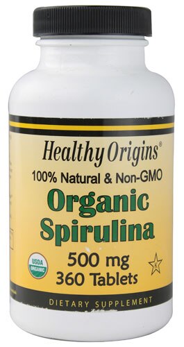 Healthy Origins Organic Spirulina -- 500 mg - 360 Tablets