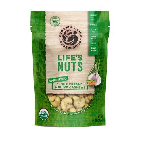Healthy Truth Life's Nuts-Sprouted Cashews Sour Cream & Chives -- 3 oz