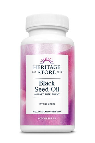 Heritage Store Organic Black Seed Oil -- 650 mg - 90 Vegetarian Capsules