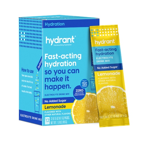 Hydrant Hydrate Electrolyte Drink Mix No Added Sugar Lemonade