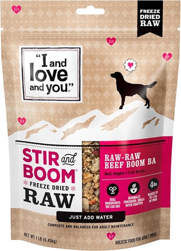 I and Love and You Dog Food Freeze-Dried Stir and Boom Beef