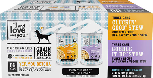 I and Love and You Flew the Coop Wet Dog Food Variety Pack -- 13 oz Each / Pack of 6
