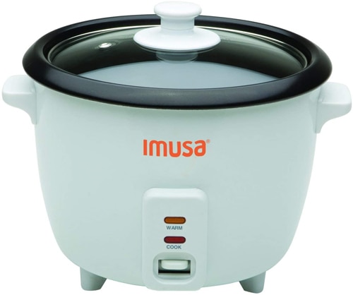 Imusa GAU-00011 Electric Nonstick Rice Cooker 3-Cup Uncooked- 6-Cup Cooked - White