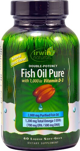 Irwin Naturals Double Potency Fish Oil Pure Natural Citrus -- 60 Liquid Softgels