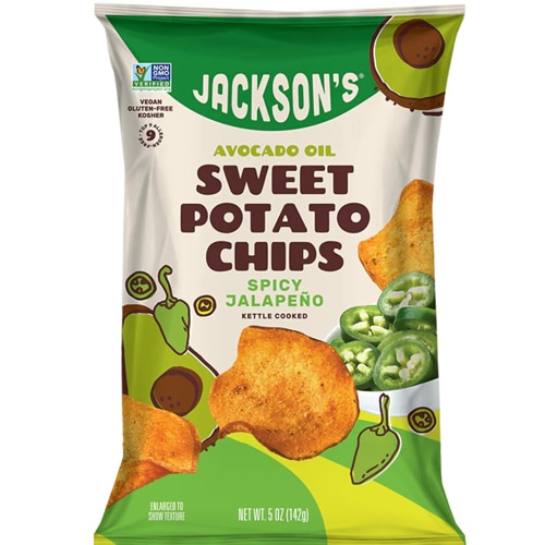 Jackson's Gluten Free Sweet Potato Kettle Chips Made With Premium Avocado Oil Spicy Jalapeno
