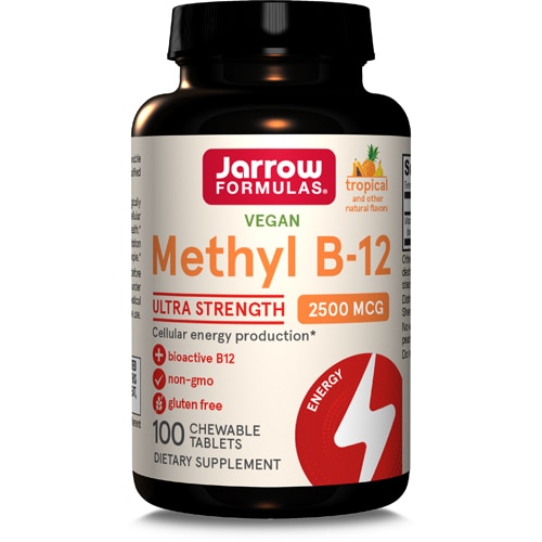 Jarrow Formulas Energy Methyl B-12 Chewable Tablets Tropical -- 2500 mcg - 100 Tablets