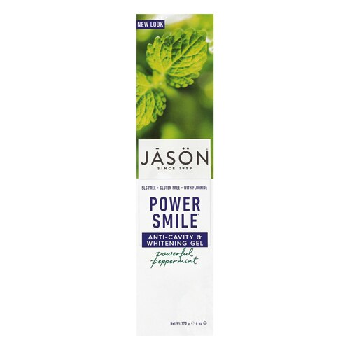 Jason PowerSmile Anti-Cavity & Whitening Toothpaste Gel with Fluoride Powerful Peppermint