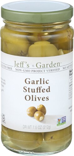 Jeff's Naturals Stuffed Olives Garlic -- 7.5 oz