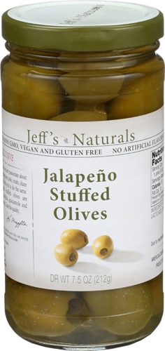 Jeff's Naturals Stuffed Olives Jalapeno -- 7.5 oz