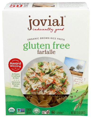 Jovial Gluten Free Brown Rice Pasta Farfalle -- 12 oz