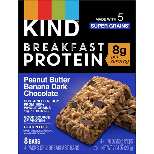 KIND Breakfast Bars 8G Protein Gluten Free Peanut Butter Banana Dark Chocolate