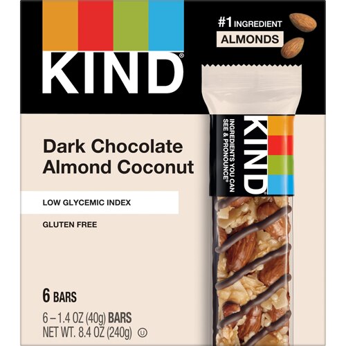 KIND Gluten Free Bar Dark Chocolate Almond & Coconut -- 6 Bars