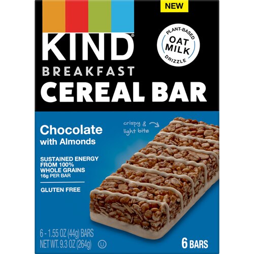 KIND Gluten Free Cereal Oats Bars Chocolate with Almonds -- 6 Bars