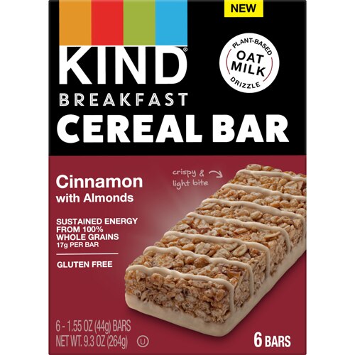 KIND Gluten Free Cereal Oats Bars Cinnamon with Almonds -- 6 Bars