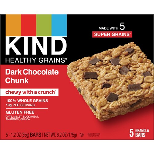 KIND Gluten Free Healthy Grains Oat Granola Bars Dark Chocolate Chunk -- 5 Bars