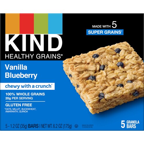 KIND Gluten Free Healthy Grains Oat Granola Bars Vanilla Blueberry -- 5 Bars