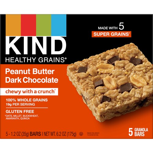 KIND Healthy Grains Granola Bars Gluten Free Peanut Butter Dark Chocolate