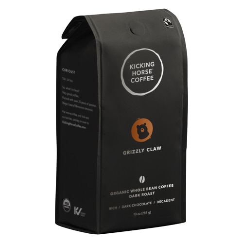 Kicking Horse Coffee Organic Dark Roast Whole Bean Grizzly Claw