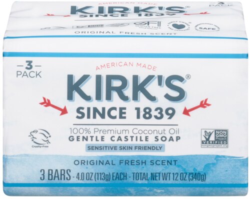 Kirk's Gentle Castile Soap -- 3 Bars