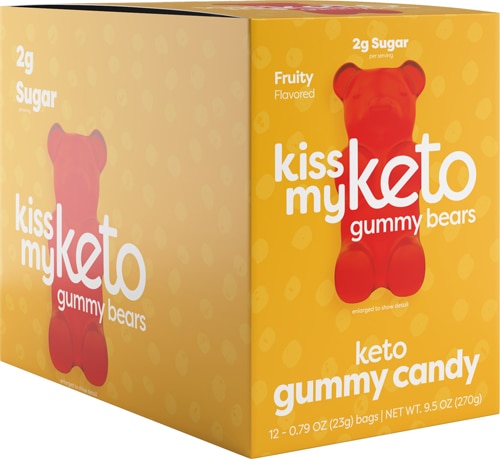 Keto Gummy Bears, Fruity, 12 Bags, 0.79 oz (23 g) Each