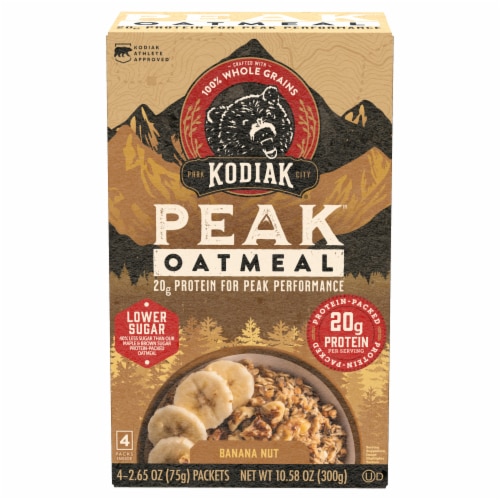 Kodiak Peak Oatmeal Packets Lower Sugar 20 g Protein Banana Nut 4