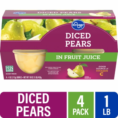 Kroger Diced Pears in Fruit Juice Cups