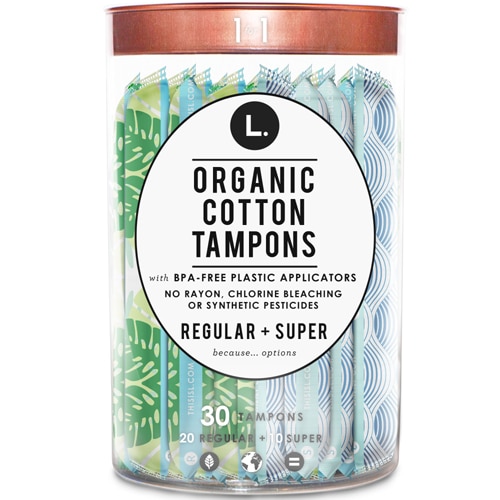 L. Organic Cotton Tampons Duo Pack - Regular & Super Absorbency -- 30 Tampons