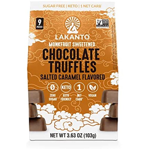Lakanto Keto Sugar-Free Chocolate Truffles Salted Caramel -- 3.63 oz