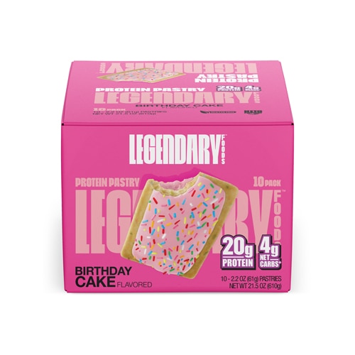 Legendary Foods Cake Style Tasty Pastry Birthday Cake -- 2.2 oz Each / Pack of 10