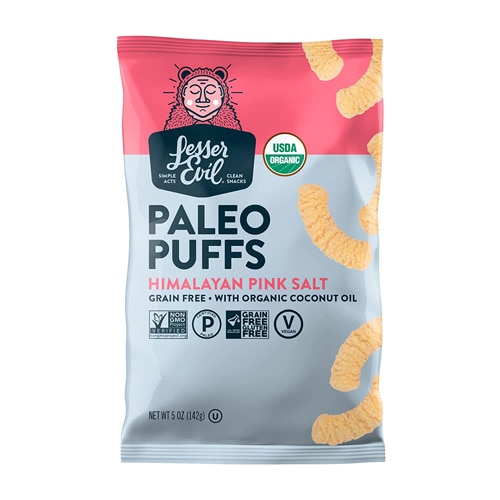 LesserEvil Organic Paleo Puffs Gluten Free Himalayan Pink Salt -- 5 oz