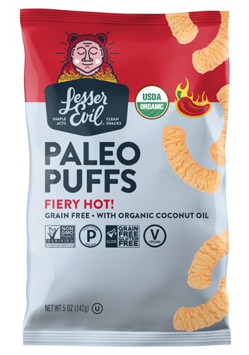 LesserEvil Paleo Puffs Fiery Hot -- 5 oz