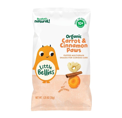 Little Bellies Toddler Snacks Organic Puff Paws Carrot & Cinnamon