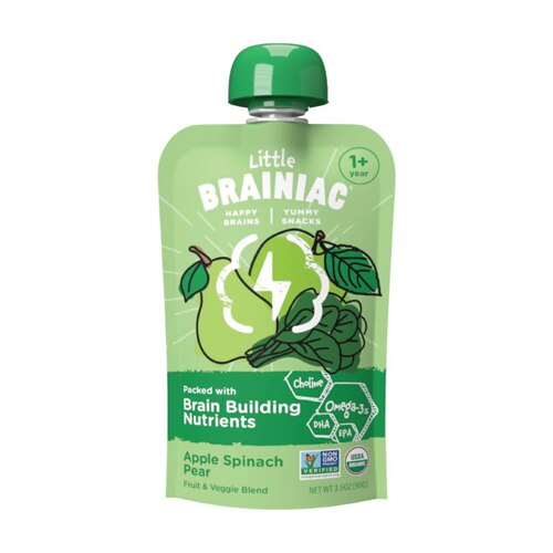 Little Brainiac Stage 3 Organic Baby Food Apple Spinach Pear Puree