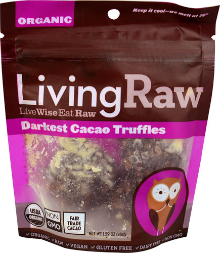 Living Raw Organic Truffles Gluten Free Darkest Cacao -- 1.59 oz