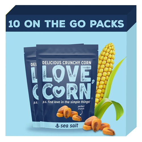 Love Corn Roasted Corn Snack Gluten Free Vegan Sea Salt -- 10 Bags