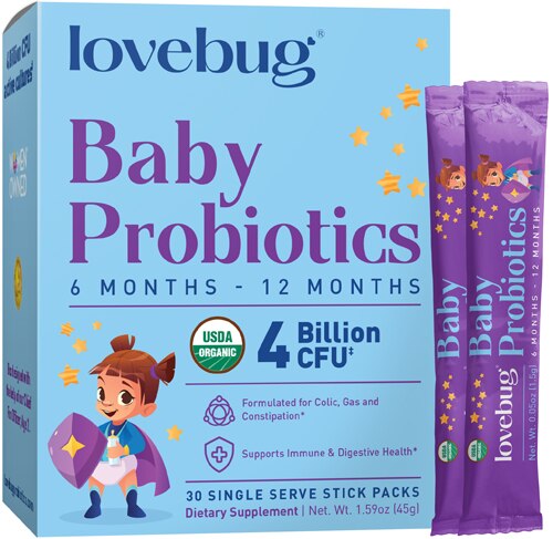 LoveBug Probiotics Tiny Tummies For Babies 6 -12 Mo