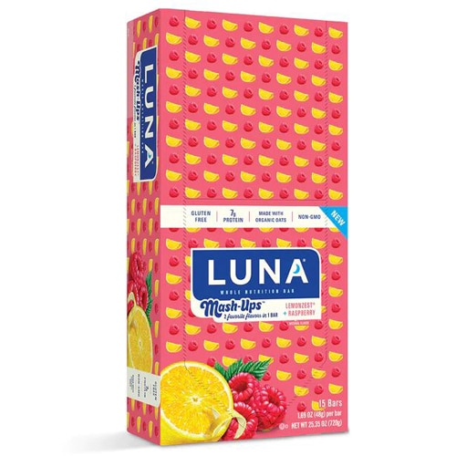 Luna Whole Nutrition Mash-Ups Bars LemonZest + Raspberry -- 15 Bars