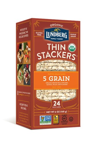 Lundberg Organic Thin Stackers Puffed Grain Cakes 5 Grain -- 6 oz