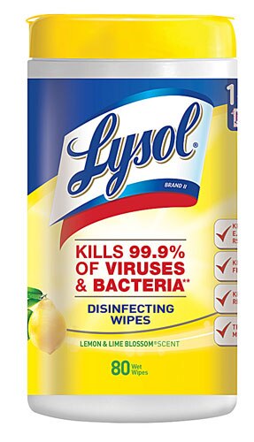 Lysol Disinfecting Wipes Lemon & Lime Blossom Scent -- 80 Wipes