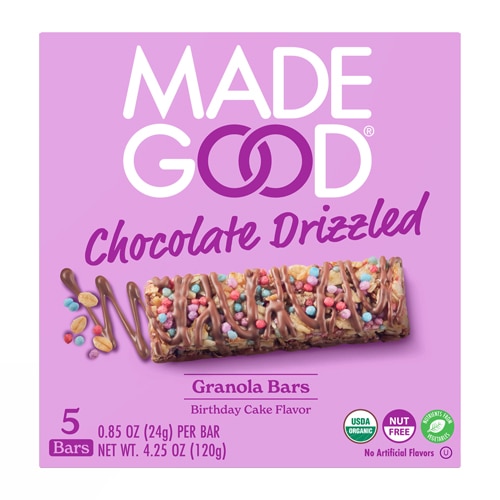 MadeGood Organic Chocolate Drizzled Granola Bars Birthday Cake