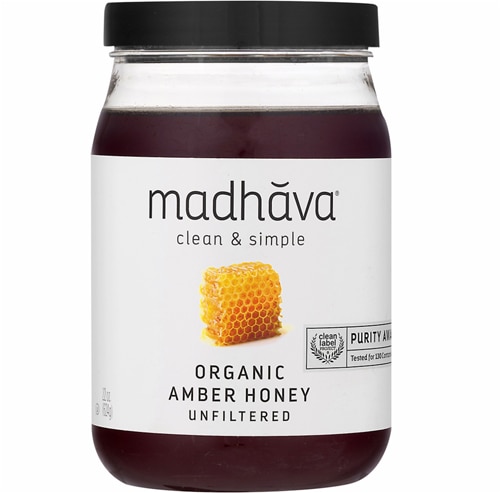 Madhava Organic Pure & Raw Amber Honey -- 22 oz