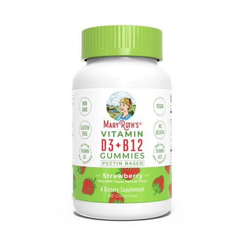 MaryRuth's Organics Vitamin D3 + B12 Gummies Strawberry -- 60 Gummies