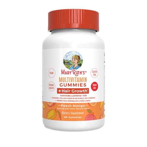 MaryRuth's Multivitamin + Hairgrowth Gummies Sugar Free Peach Mango